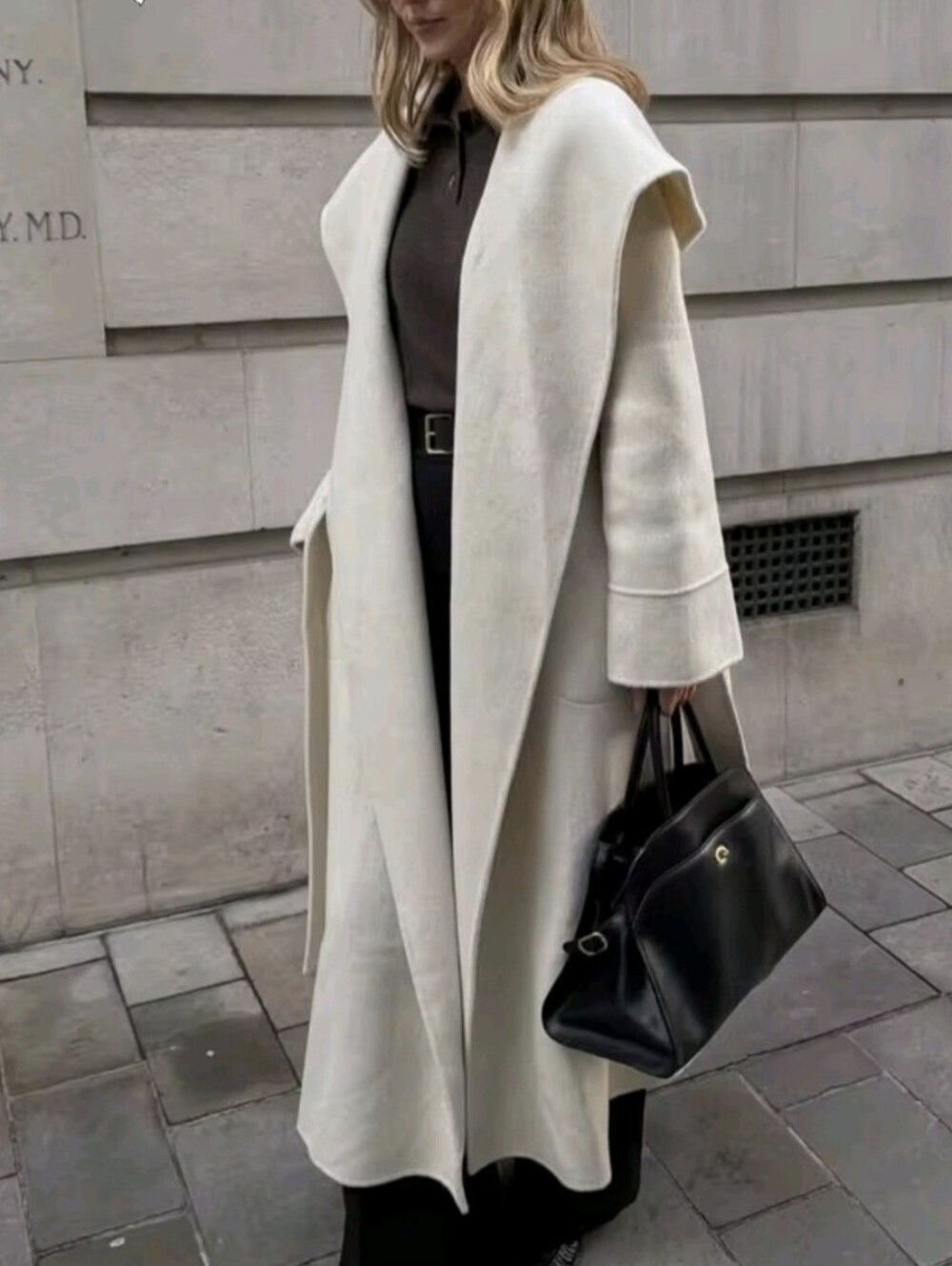 Lace Up Long Coat Women Elegant Solid V-neck Full Sleeves Pockets Loose Overcoat